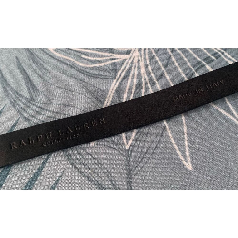 RALPH LAUREN COLLECTION Italy Black ALLIGATOR SKINNY Leather Belt sz L - Picture 3 of 8